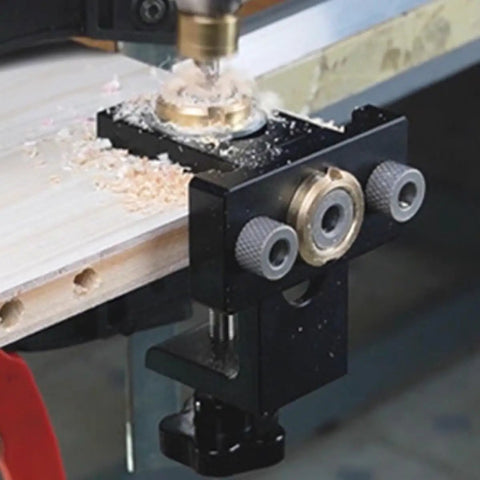 Dead Center Woodwork Punching Locator Tool For Carpentry Marking And Drawing Solid Aluminum Alloy positioned on wood.