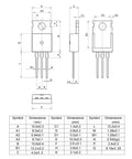 IRLB8721N N Channel MOSFET Power Transistor Pack Of 10, 30V 62A High Current, Fast Switching, 65W Dissipation, TO220 Package, Rugged And Beefy, Ideal For DIY Power Projects, Motor Controllers And High Drain Gear dimension drawing with pin layout