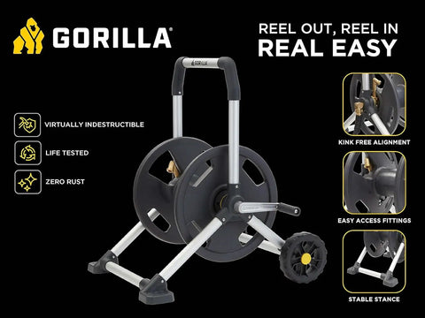 200 Foot Heavy Duty Aluminum Upright Hose Reel With Rust Proof Frame Leak Proof Brass Connections Kink Free Winding