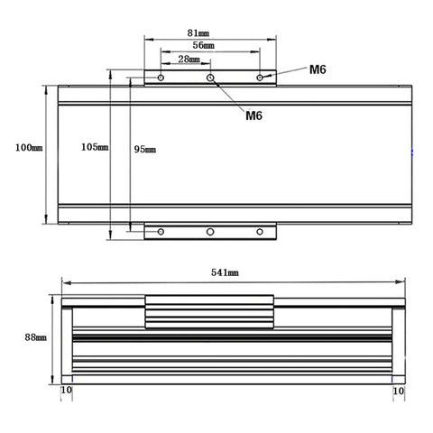 Cnc Linear Motion Guide Rail Slide Stage With Precision C7 Ball Screw Actuator 300Mm Runway schematic diagram with dimensions.