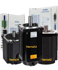 Beefy Industrial 3 Phase Stepper Motor Kit For CNC And Robotics 34 42 52 Frames 4.5 To 50 Nm Torque 14 And 19 Mm Shaft EC3522 And EC3822 Driver 80 To 240 Volt Ready To Roll, Nema34/42/52 motors