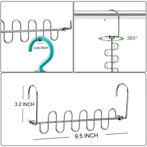 Space Saving Cloth Hangers Set of 12, Heavy Duty Metal Closet Organizer With Magic Hanger System, 9.5-inch with dimensions