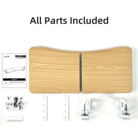 Slick Under Desk Keyboard Tray With Heavy Duty C Clamp Mount, Game Changing Ergonomic Pull Out Platform For Rapid Typing And Mouse Control, Light Wood Finish To Clear Your Whole Desk Setup, all parts included.