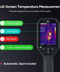 Front view of Handheld Thermal Imaging Camera With WiFi, 25Hz Refresh, 160x120 IR Resolution, 3.2 Inch LCD displaying temperature spots