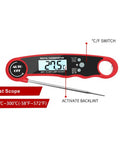 Digital thermometer with auto off feature and temperature range of -50°C to 300°C. Visible backlit display and control buttons.