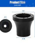 Slick Club Car DS Golf Cart Steering Wheel Adapter For 5 And 6 Hole Column Straight Swap showing size, 3 inches tall, black steel material.
