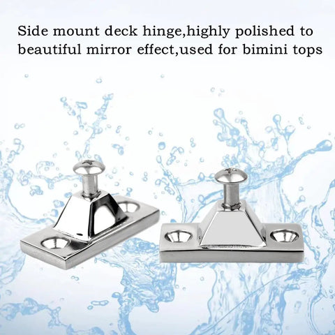 316 Stainless Steel Deck Hinge for Side Mount Bimini Tops Saltwater Ready, Pack of 2 with Included Screws, Mirror Finish