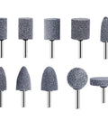 10 Piece Grinding Stone Rotary Polishing Set With One Quarter Inch Mandrel For Rotary Tools Heavy Duty Brown Corundum Grit Heads