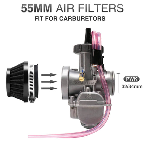 2 Pack 55MM Universal Motorcycle Air Intake Filter Kit for Carburetors and Breathers fits Dirt Pit ATV SSR TTR Bikes