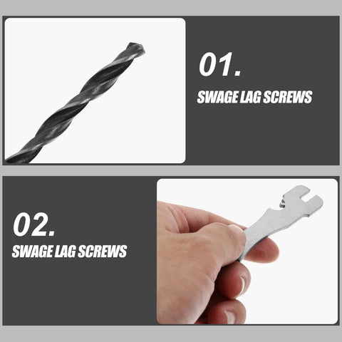 20 Pcs Stainless Steel Lag Screws Left And Right Handed For Cable Railing And Deck Post Hardware, heavy duty wood screws close-up.