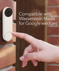 No Drill Doorbell Mount For Google Nest Doorbell Battery With Adhesive Wall Mount Easy Setup shown against brick wall