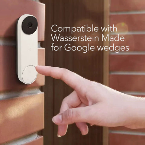 No Drill Doorbell Mount For Google Nest Doorbell Battery With Adhesive Wall Mount Easy Setup shown against brick wall