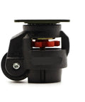 Heavy Duty Nylon Leveling Casters Four Pack Adjustable Swivel Wheels With Flat Top Plates side view showing caster wheel and adjustment feature.