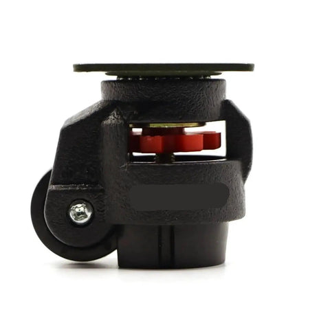 Heavy Duty Nylon Leveling Casters Four Pack Adjustable Swivel Wheels With Flat Top Plates side view showing caster wheel and adjustment feature.