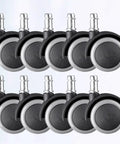 Grey Caster Wheels 10pcs Inch for Office Chair and Sofa, plastic wheels with smooth rolling design.