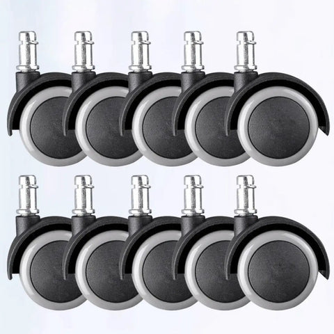Grey Caster Wheels 10pcs Inch for Office Chair and Sofa, plastic wheels with smooth rolling design.