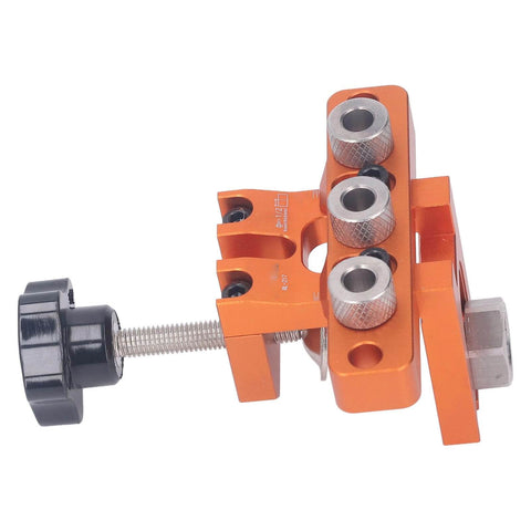 Side view of Three In One Doweling Jig Kit With Aluminum Construction Pro Grade Precision Drilling Guide for woodworking projects.