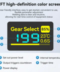 Portable Spot Welder On The Go With 12000mAh Battery And A 199 Level Color Screen showing welding settings and temperature indicators