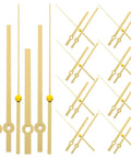 Gold metal clock hands replacement kit 10 sets, DIY wall clock hands for home and kitchen repair, durable and reliable.