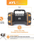 Rechargeable LED Camping Lantern And Flashlight With 4800mAh Power Bank, 8 Light Modes, Waterproof For Outdoor Use measured dimensions