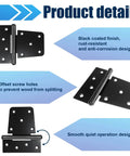 Heavy Duty Gate Hinges 6 Pack Black Iron 3.5 Inch Swing Door Hinges with anti-corrosion finish shown with product details