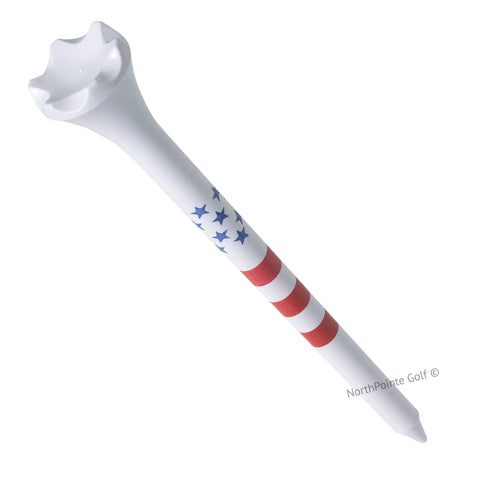 USA Stars And Stripes American Flag Plastic Golf Tees Pack Of One Hundred Three And One Quarter Inch Durable Tees With Red Stripes