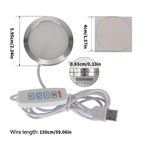 Durable Aluminum LED Lamp Assembly Kit for 3D Printers with USB Power Plug showing size and dimensions