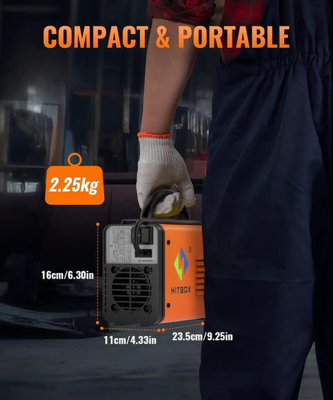 Person holding Dual Voltage 110V 220V Arc MMA TIG Welder 140A 2 In 1 Portable Stick And Lift TIG Machine, compact design