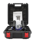 Heavy Duty Electric Wall Planer With A Hella Potent 1300W Motor and Razor Blades in sturdy black carry case open showing components and manual.