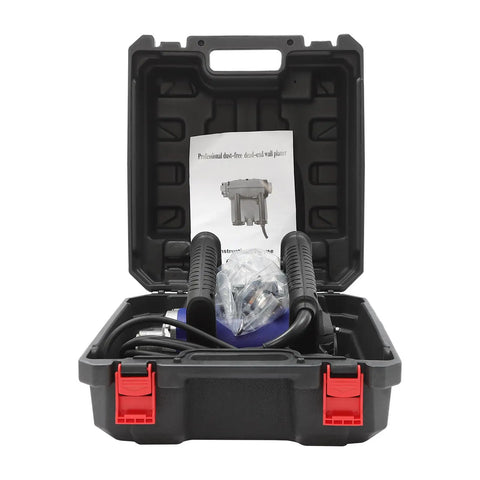 Heavy Duty Electric Wall Planer With A Hella Potent 1300W Motor and Razor Blades in sturdy black carry case open showing components and manual.