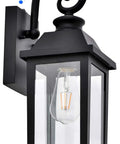 Dusk To Dawn Outdoor Wall Light With Sensor, Waterproof Matte Black Porch Sconce, clear glass exterior lantern, bulb socket view