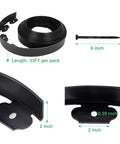 2 Inch Landscape Edging Border Kit With 100 Anchoring Spikes, 66 Foot Flexible Plastic Edge for garden beds in black, shown in rolls
