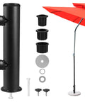 Heavy Duty Universal Umbrella Stand Replacement Tube For Outdoor Use Stainless Steel Base Bracket Fits Most Poles Black