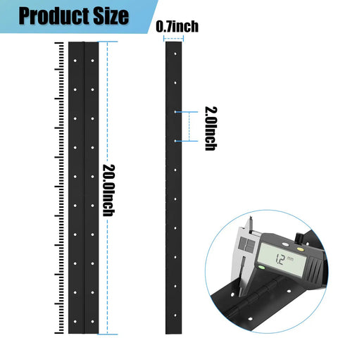 Heavy Duty 20 Inch Piano Hinge Two Pack Rock Solid Black Coated 304 Stainless Steel Continuous Cabinet Door Hinge dimensions 20x2 inches