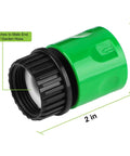 Side view of green Garden Hose Quick Connect Fittings for Universal Compatibility, Tool Free Water Hose Connectors, 2 inches long.