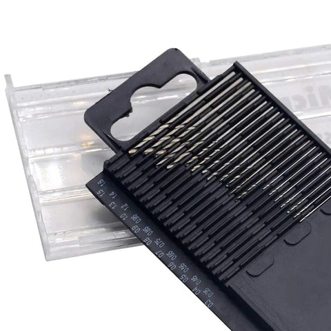 20 Piece HSS Mini Drill Bit Set 0.3mm To 1.6mm Shank Twist Drill Bits in compact storage box