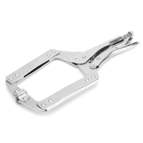 Heavy Duty Locking Pliers Quick Clamp for Woodworking and Welding C Shaped Jaw Holding Tool with Wide Mouth 14 Inch Grip One Hand Lock Durable Alloy Steel 1 Pack, side view