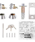 Double Keyed Deadbolt Lock With Keyed On Both Sides And Two Way Adjustable Cylinder, components shown with manual