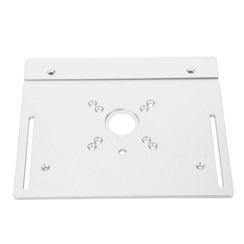 Slick Aluminum Router Flip Board With Heavy Duty Plastic Backer For No Sweat Bit Swaps On Table Saw Lift Plates and Awesome Woodworking Projects, top view.