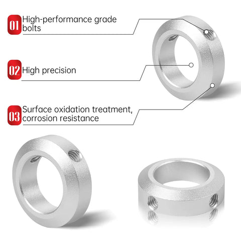 Beefy Clamp-On Aluminum Shaft Collars 4-Piece Set, 22mm Bore, 35mm OD, High-Strength Bolt Clamp, Lightweight and Corrosion-Resistant for CNC Machine Tools, Easy Install and Secure Shaft Retention, aluminum collar with bolts