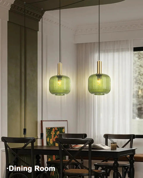 Green Glass Plug In Pendant Light With Retro Chic Mid Century Modern Vibe Brushed Gold Accents 1 Light Lantern Shade Indoor Ceiling Hanging Chandelier For Living Room Bedside Or Over Table