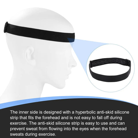 All Day Comfort Adjustable Elastic Headlamp Strap Replacement for Most Headlamps shown on mannequin with non-slip grip