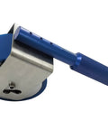 Heavy Duty Pro Grade Manual Pressure Sensitive Tape Adhesion Tester with Steel Roller, blue handle, side view.