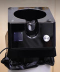 Slick Automatic Coffee Portafilter Cleaner And Espresso Grounds Knock Box Station Featuring Smart Optical Guard, top view with digital display.