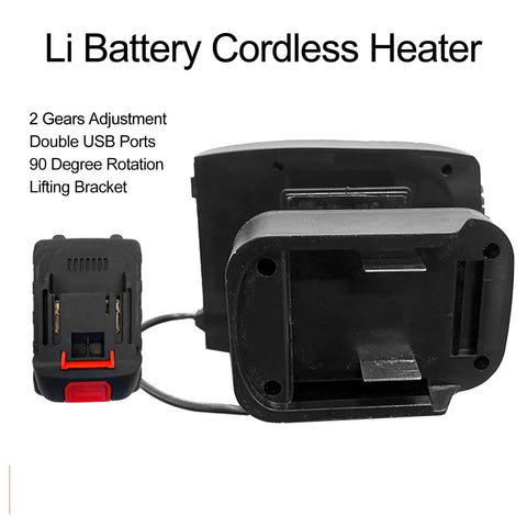 Cordless Desk Space Heater With USB Charging, Portable Office Heater base and double USB ports, no battery.