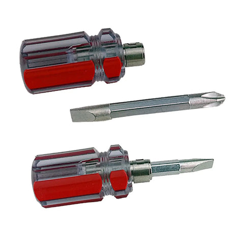 Grab And Go Mini Screwdriver Set For Home DIY And Quick Fixes, Double Ended With Flathead And Phillips Tips, shown with red handles