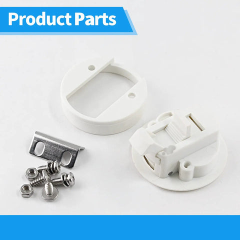 Heavy Duty White Flush Pull Slam Latches 4 Pack For Cabinets And Storage Drawers Slick Plastic Build With Reliable Self Closing Action parts including screws and mounting brackets.