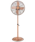 16 Inch Metal Pedestal Fan With Adjustable Height, 3 Speed Options, 75 Degree Oscillation And 20 Degree Tilt, Copper Finish