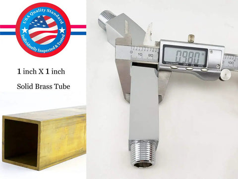 Square Shower Arm With Anti Scratch Flange, Solid Brass, 13 Inch Wall Mount Extension, stainless caliper measuring tube