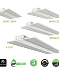 Heavy Duty Led Linear High Bay Shop Lights 410W Cranking 60600 Lumens 0 To 10V Dimmable Rotatable Hanging Fixture 5000K Daylight multiple wattage options